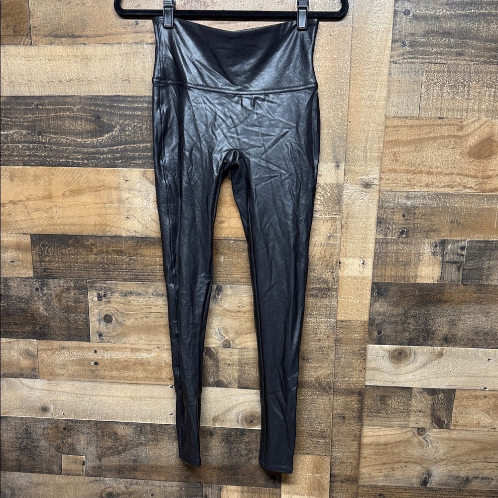 Spanx Black Faux Leather‎ Leggings Women's Size Medium